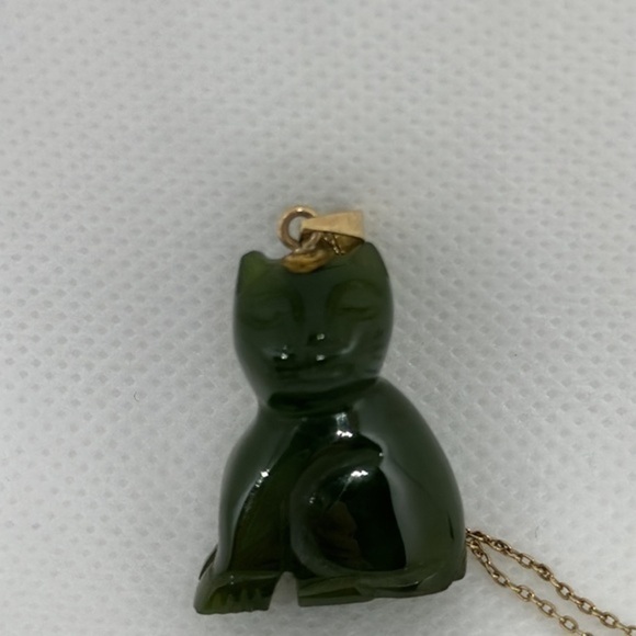 14k real solid gold jade lucky cat‎ - Picture 5 of 14